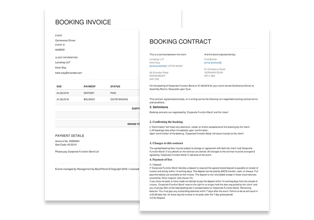Create contracts and invoices straight from your bookings